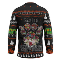 Cat And Books Christmas Hockey Jersey Xmas Holiday Patterns - Wonder Print Shop