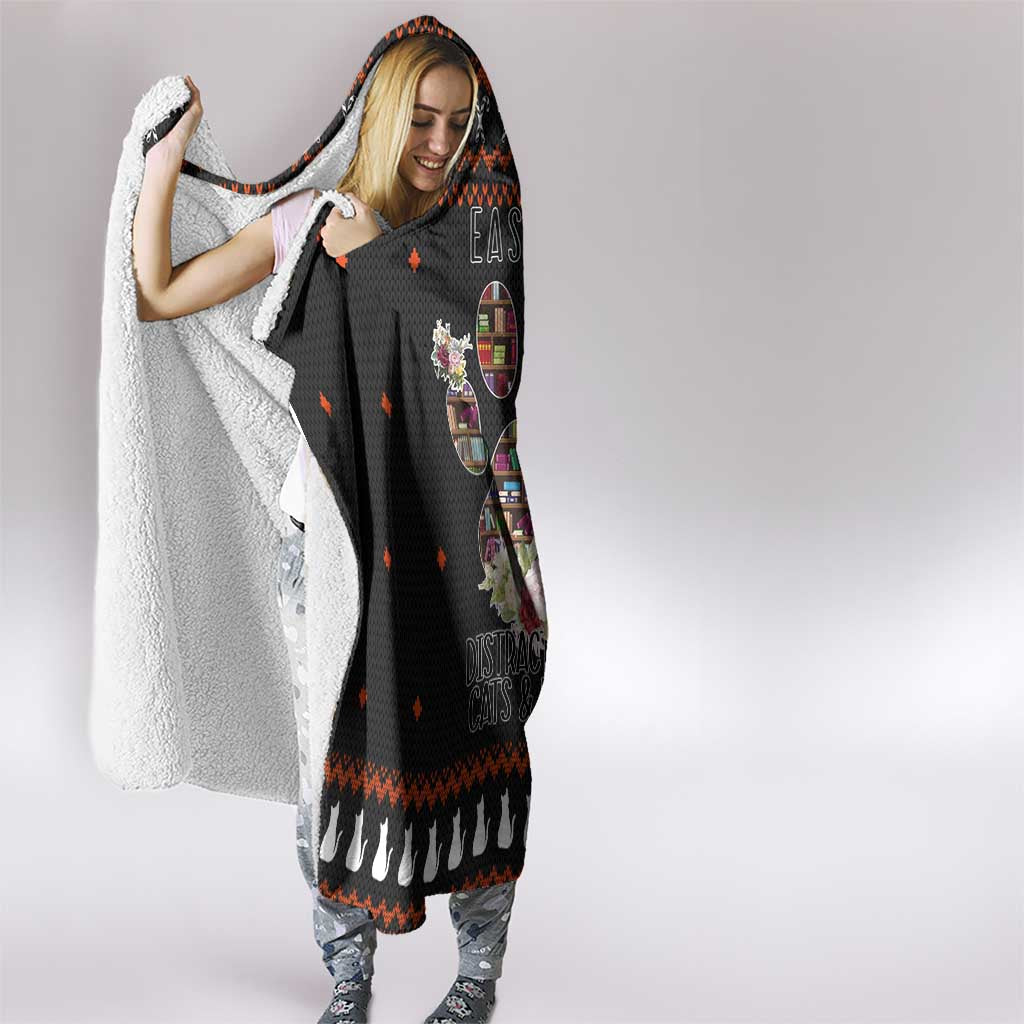 Cat And Books Christmas Hooded Blanket Xmas Holiday Patterns - Wonder Print Shop