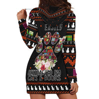 Cat And Books Christmas Hoodie Dress Xmas Holiday Patterns - Wonder Print Shop