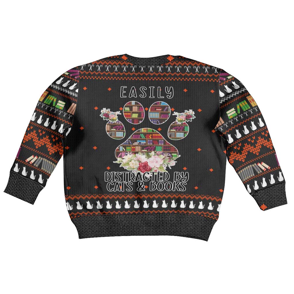 Cat And Books Christmas Kid Ugly Christmas Sweater Xmas Holiday Patterns - Wonder Print Shop