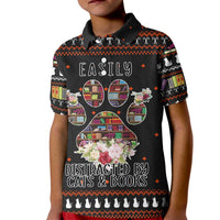 Cat And Books Christmas Kid Polo Shirt Xmas Holiday Patterns - Wonder Print Shop
