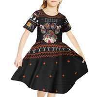 Cat And Books Christmas Kid Short Sleeve Dress Xmas Holiday Patterns - Wonder Print Shop