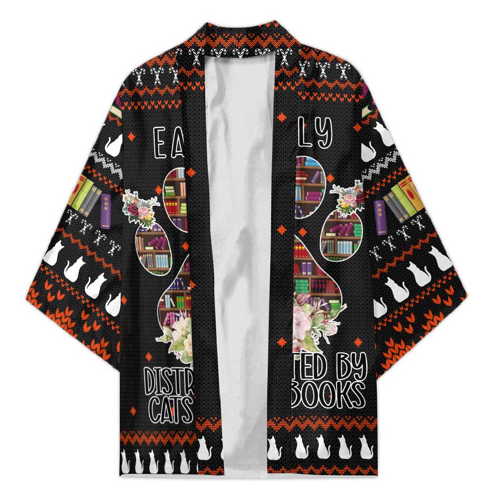 Cat And Books Christmas Kimono Xmas Holiday Patterns - Wonder Print Shop