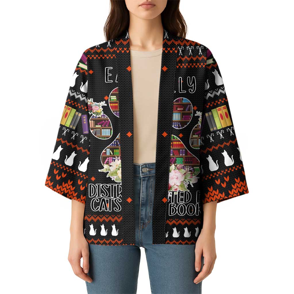 Cat And Books Christmas Kimono Xmas Holiday Patterns - Wonder Print Shop