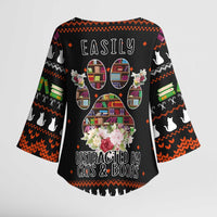 Cat And Books Christmas Kimono Sleeve Blouse Xmas Holiday Patterns - Wonder Print Shop