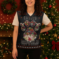 Cat And Books Christmas Knitted V-Neck Vest Xmas Holiday Patterns - Wonder Print Shop