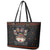 Cat And Books Christmas Leather Tote Bag Xmas Holiday Patterns - Wonder Print Shop