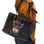 Cat And Books Christmas Leather Tote Bag Xmas Holiday Patterns - Wonder Print Shop