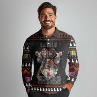 Cat And Books Christmas Long Sleeve Polo Shirt Xmas Holiday Patterns - Wonder Print Shop