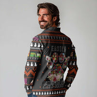 Cat And Books Christmas Long Sleeve Polo Shirt Xmas Holiday Patterns - Wonder Print Shop