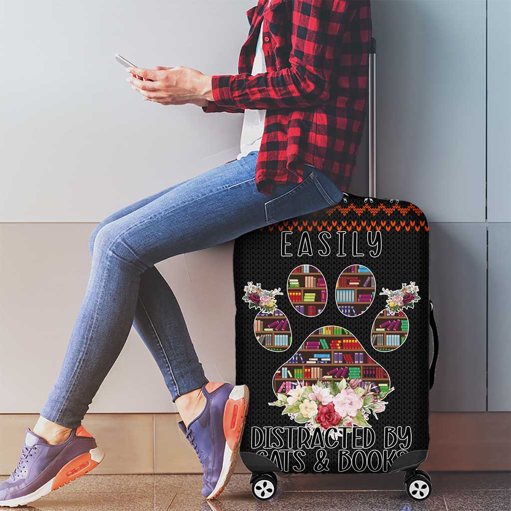 Cat And Books Christmas Luggage Cover Xmas Holiday Patterns - Wonder Print Shop