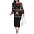 Cat And Books Christmas Off The Shoulder Long Sleeve Dress Xmas Holiday Patterns - Wonder Print Shop