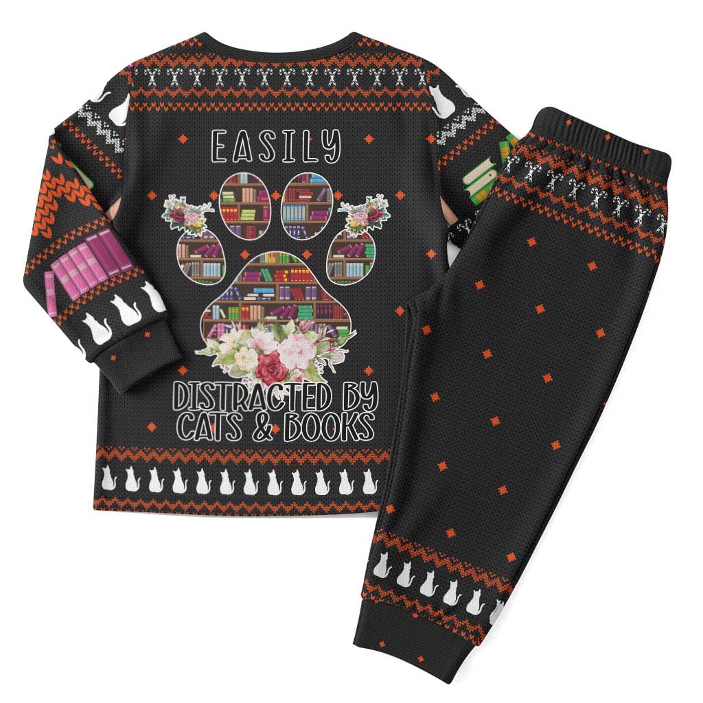 Cat And Books Christmas Pajama Set Xmas Holiday Patterns - Wonder Print Shop