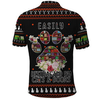Cat And Books Christmas Polo Shirt Xmas Holiday Patterns - Wonder Print Shop