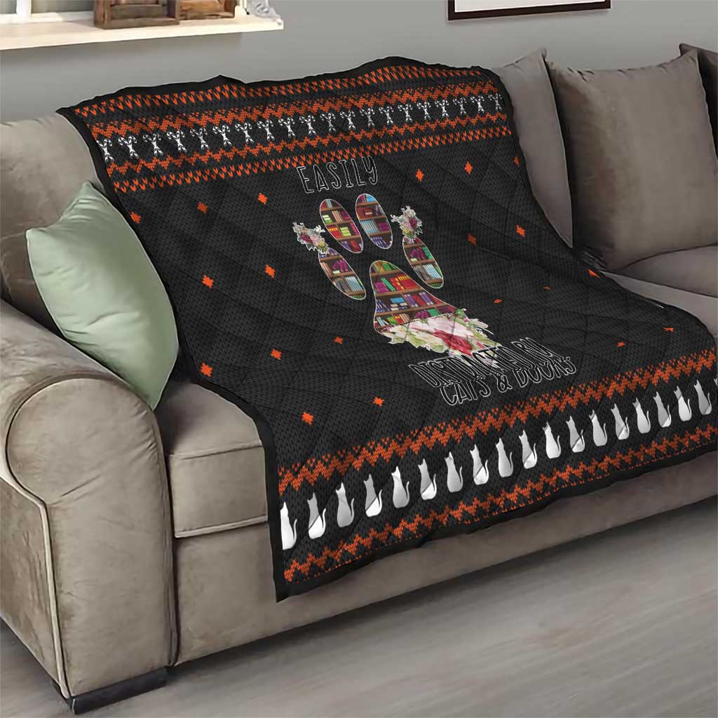 Cat And Books Christmas Quilt Xmas Holiday Patterns - Wonder Print Shop