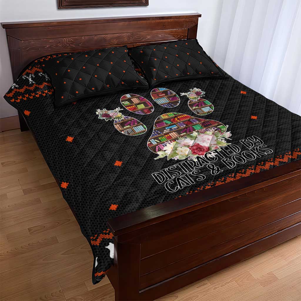 Cat And Books Christmas Quilt Bed Set Xmas Holiday Patterns - Wonder Print Shop