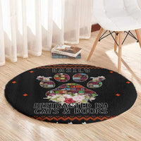 Cat And Books Christmas Round Carpet Xmas Holiday Patterns - Wonder Print Shop