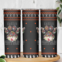 Cat And Books Christmas Skinny Tumbler Xmas Holiday Patterns - Wonder Print Shop