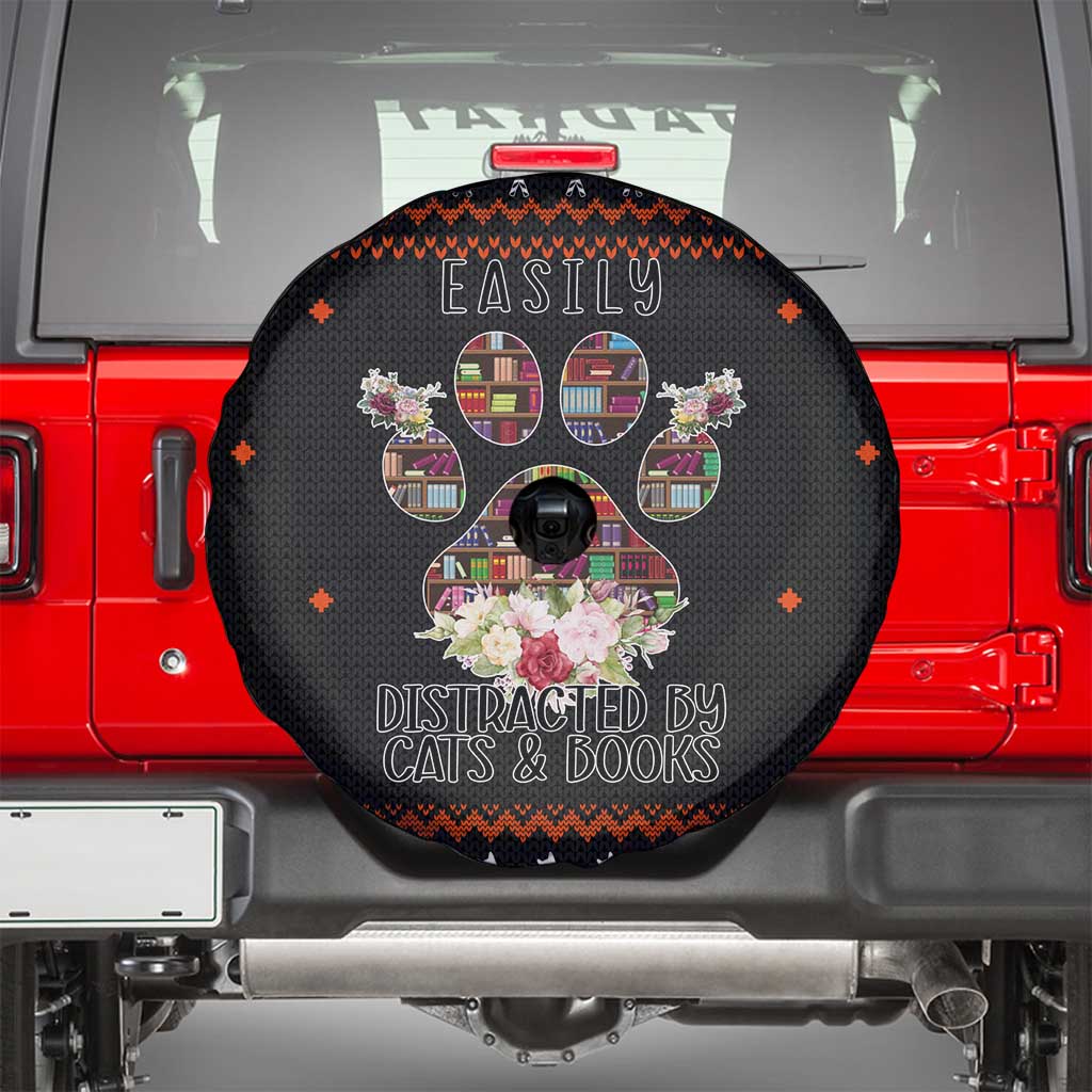 Cat And Books Christmas Spare Tire Cover Xmas Holiday Patterns - Wonder Print Shop