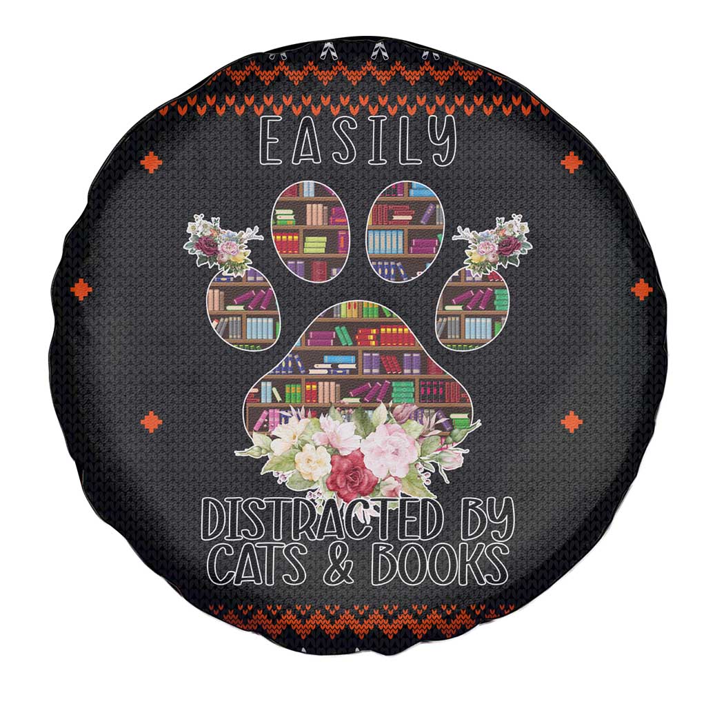 Cat And Books Christmas Spare Tire Cover Xmas Holiday Patterns - Wonder Print Shop
