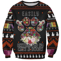 Cat And Books Christmas Sweatshirt Xmas Holiday Patterns - Wonder Print Shop