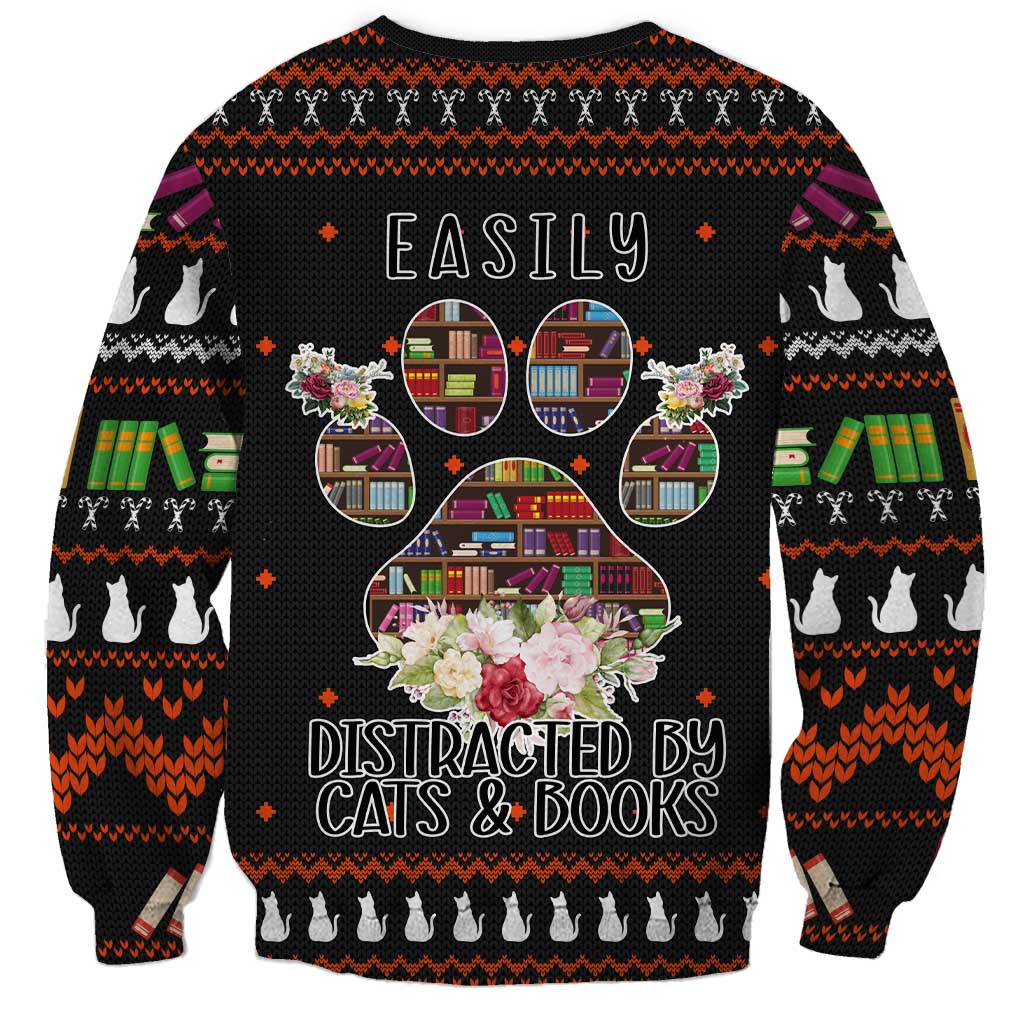 Cat And Books Christmas Sweatshirt Xmas Holiday Patterns - Wonder Print Shop