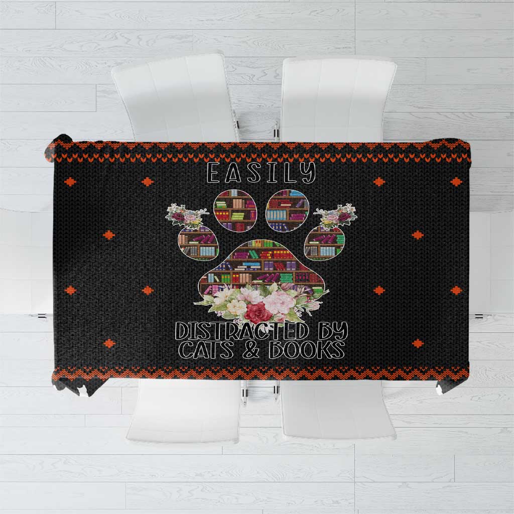 Cat And Books Christmas Tablecloth Xmas Holiday Patterns - Wonder Print Shop