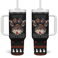 Cat And Books Christmas Tumbler With Handle Xmas Holiday Patterns - Wonder Print Shop