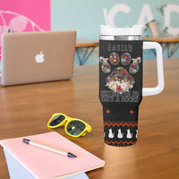 Cat And Books Christmas Tumbler With Handle Xmas Holiday Patterns - Wonder Print Shop