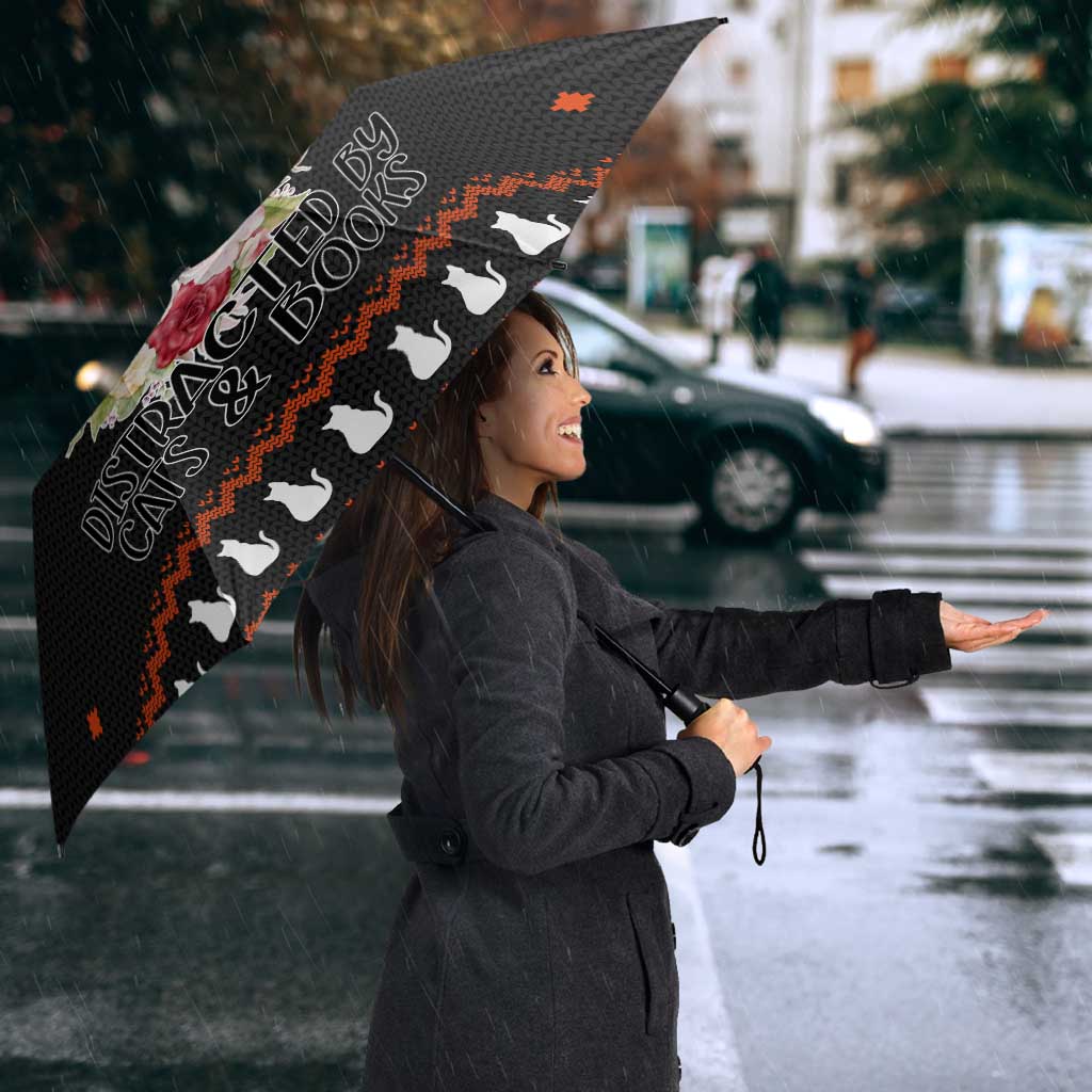 Cat And Books Christmas Umbrella Xmas Holiday Patterns - Wonder Print Shop