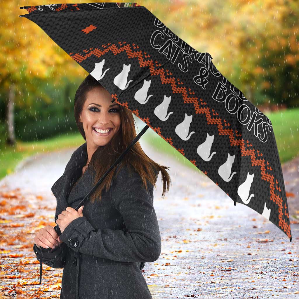 Cat And Books Christmas Umbrella Xmas Holiday Patterns - Wonder Print Shop
