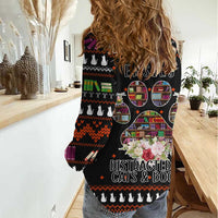 Cat And Books Christmas Women Casual Shirt Xmas Holiday Patterns - Wonder Print Shop