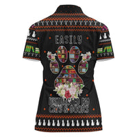 Cat And Books Christmas Women Polo Shirt Xmas Holiday Patterns - Wonder Print Shop