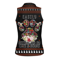 Cat And Books Christmas Women Sleeveless Polo Shirt Xmas Holiday Patterns - Wonder Print Shop