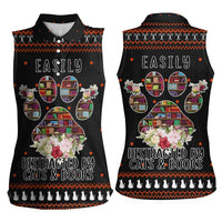 Cat And Books Christmas Women Sleeveless Polo Shirt Xmas Holiday Patterns - Wonder Print Shop