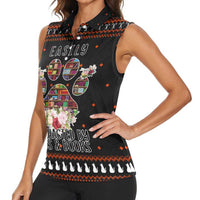 Cat And Books Christmas Women Sleeveless Polo Shirt Xmas Holiday Patterns - Wonder Print Shop