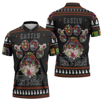 Cat And Books Christmas Zipper Polo Shirt Xmas Holiday Patterns - Wonder Print Shop