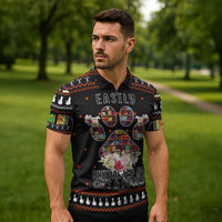Cat And Books Christmas Zipper Polo Shirt Xmas Holiday Patterns - Wonder Print Shop