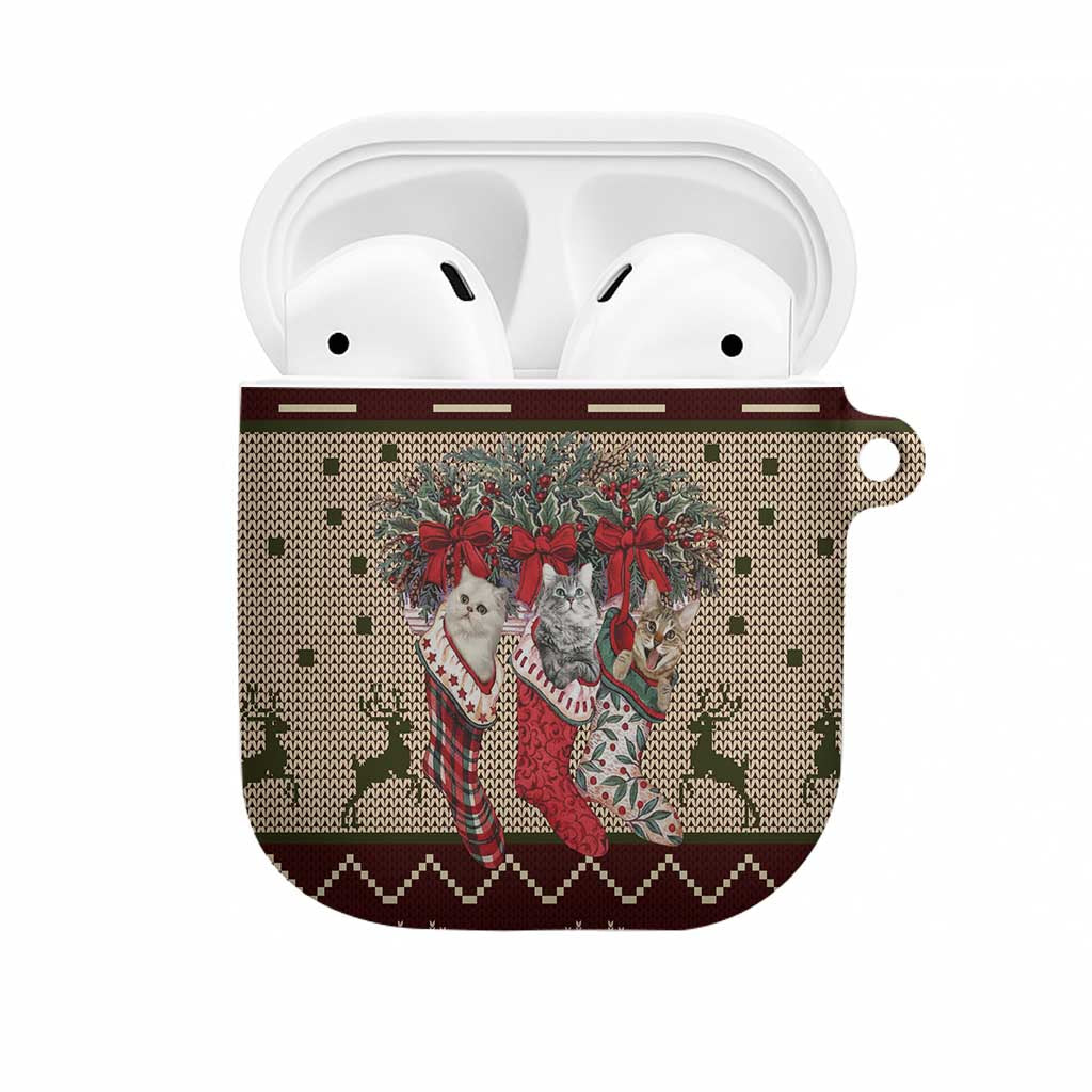 Cat And Sock Christmas AirPods Case Xmas Holiday Patterns - Wonder Print Shop