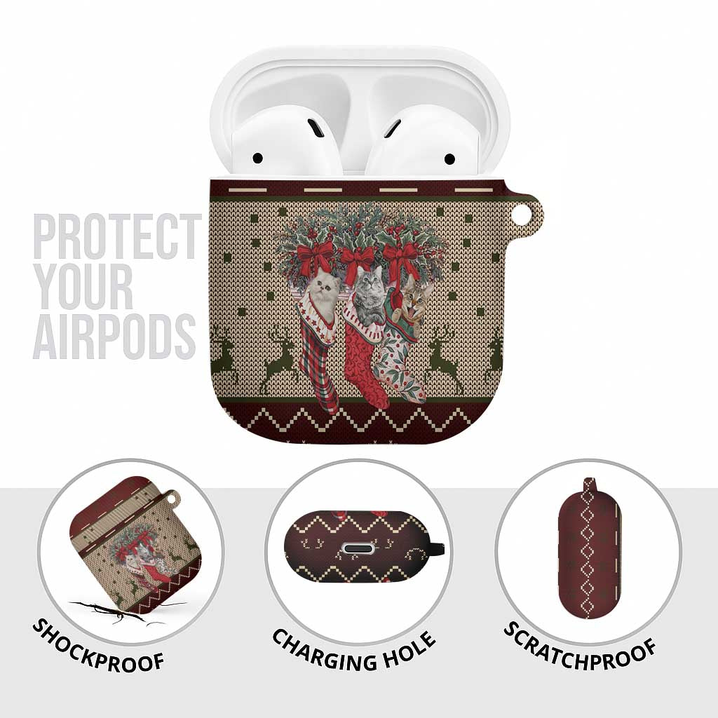 Cat And Sock Christmas AirPods Case Xmas Holiday Patterns - Wonder Print Shop