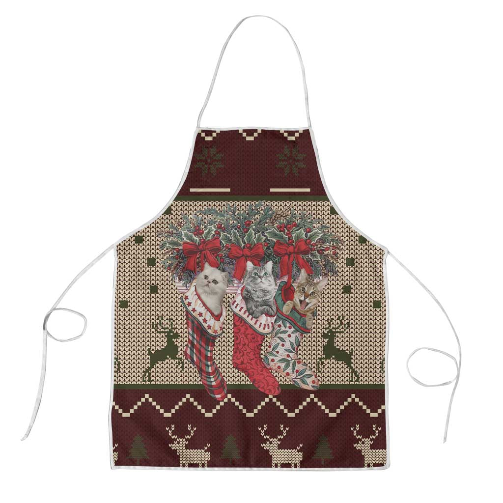 Cat And Sock Christmas Apron Xmas Holiday Patterns - Wonder Print Shop