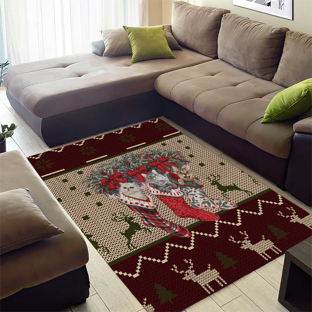 Cat And Sock Christmas Area Rug Xmas Holiday Patterns - Wonder Print Shop