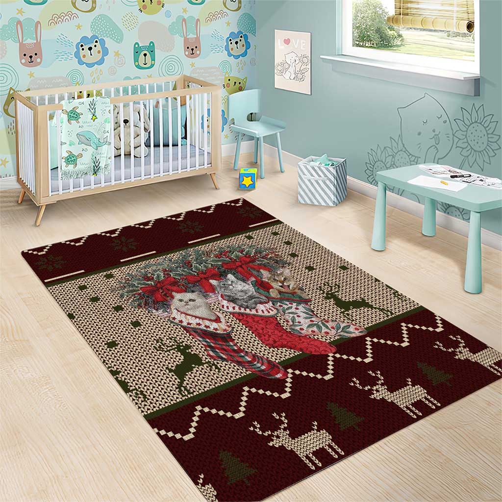 Cat And Sock Christmas Area Rug Xmas Holiday Patterns - Wonder Print Shop