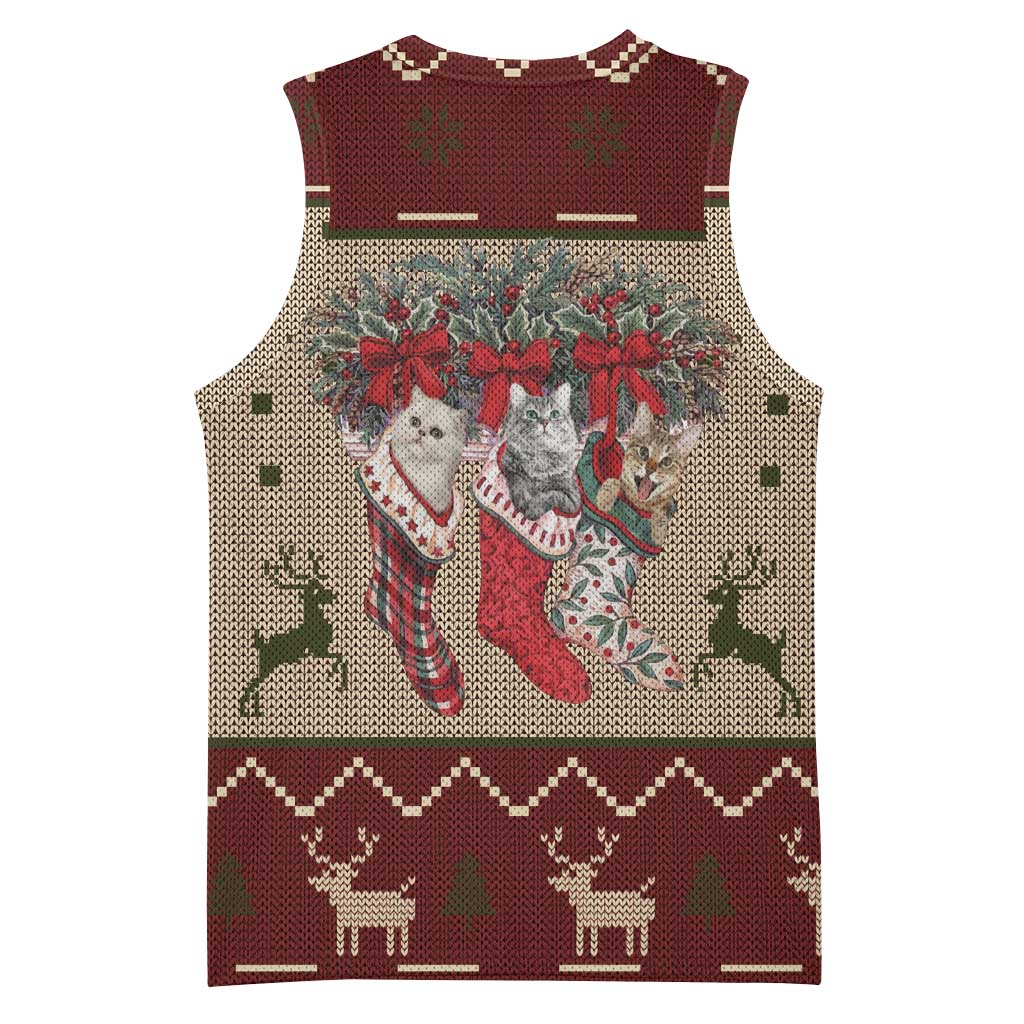 Cat And Sock Christmas Basketball Jersey Xmas Holiday Patterns - Wonder Print Shop