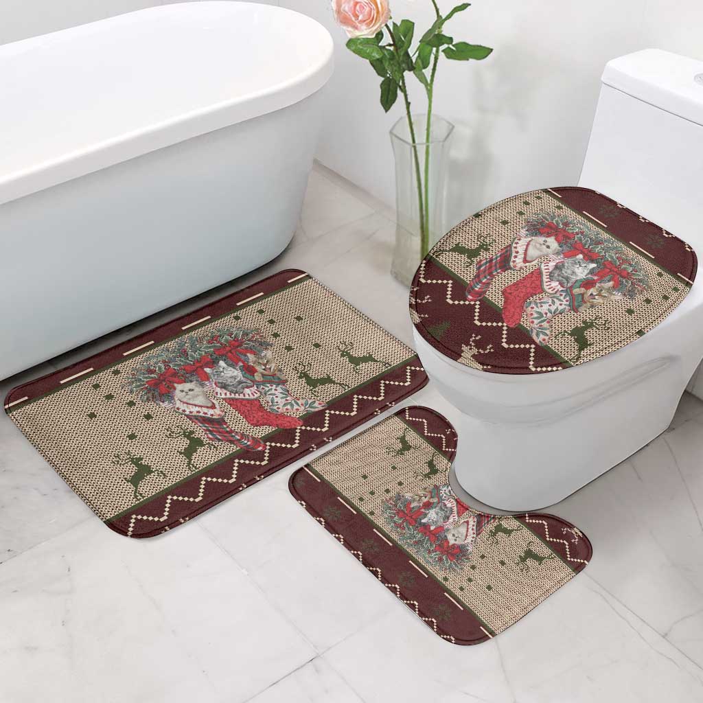 Cat And Sock Christmas Bathroom Set Xmas Holiday Patterns - Wonder Print Shop