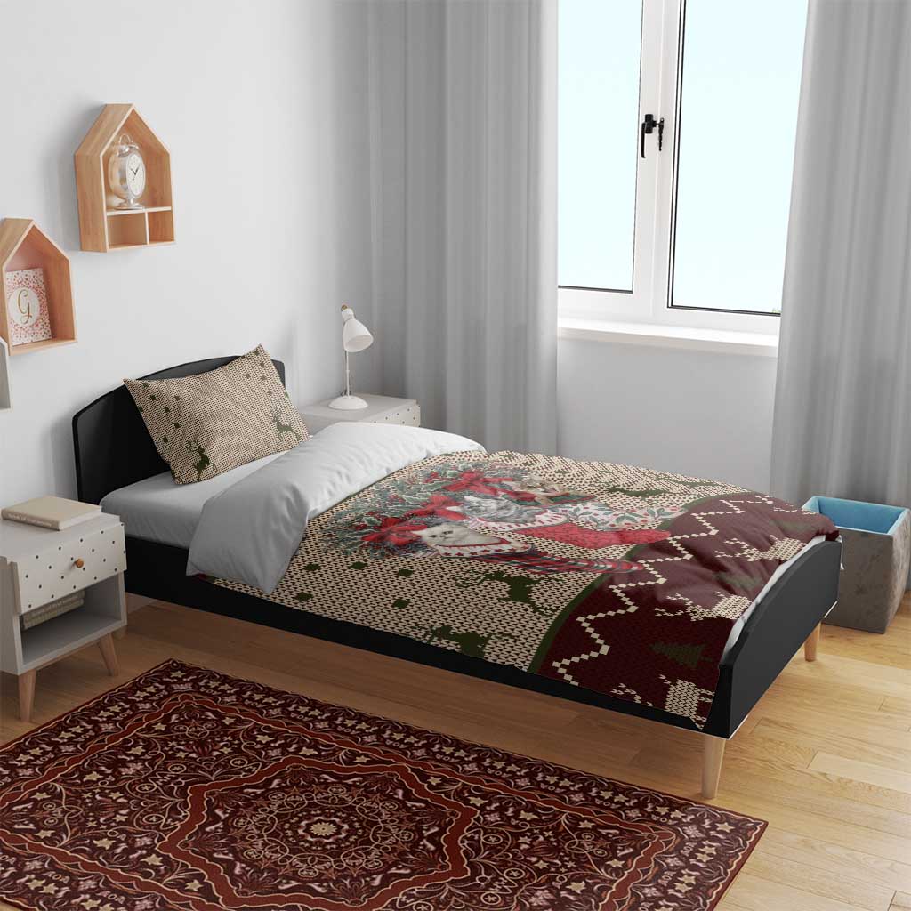 Cat And Sock Christmas Bedding Set Xmas Holiday Patterns - Wonder Print Shop