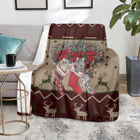 Cat And Sock Christmas Blanket Xmas Holiday Patterns - Wonder Print Shop