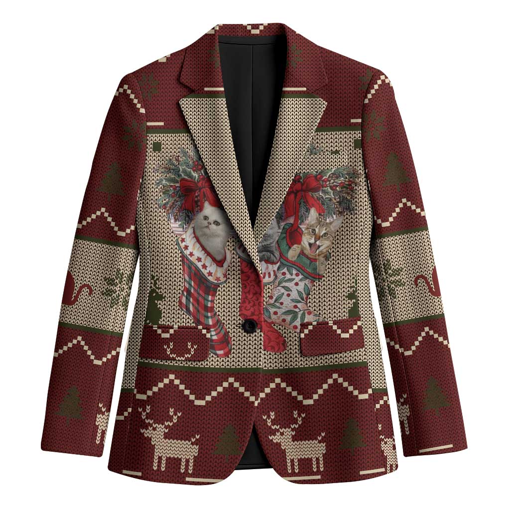 Cat And Sock Christmas Blazer Xmas Holiday Patterns - Wonder Print Shop