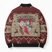Cat And Sock Christmas Bomber Puffer Jacket Xmas Holiday Patterns - Wonder Print Shop