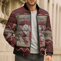 Cat And Sock Christmas Bomber Puffer Jacket Xmas Holiday Patterns - Wonder Print Shop